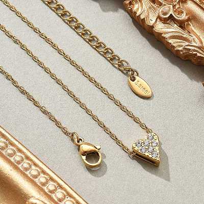 304 Stainless Steel Crystal Rhinestone Pendant Cable Chain Necklaces for Women LS-NJEW-C062-01A-G-1