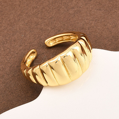 Brass Cuff Ring for Women RJEW-Z113-14G-1