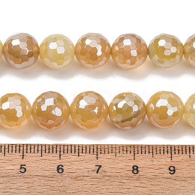 Electroplated Natural Agate Beads Strands G-B191-A07-10mm-08-1