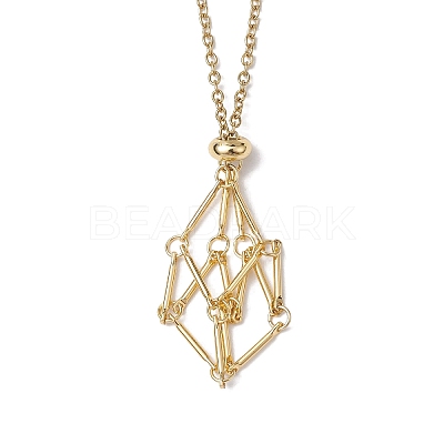 Crystal Cage Holder Necklace X-NJEW-JN04588-1