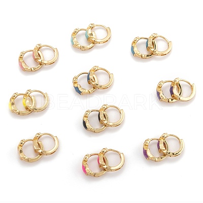 Brass Micro Pave Clear Cubic Zirconia Huggie Hoop Earrings EJEW-P187-C-1