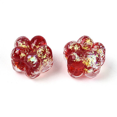 Handmade Foil Lampwork Beads Strands FOIL-T008-06I-1