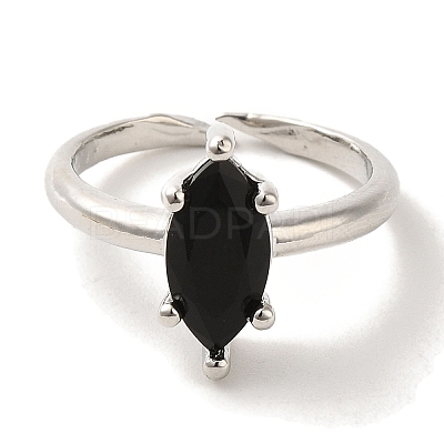 Rack Plating Brass Micro Pave Cubic Zirconia Adjustable Rings RJEW-H228-03P-1