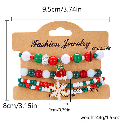 Christmas Acrylic Bead Stretch Bracelets Sets IC6084-1-1