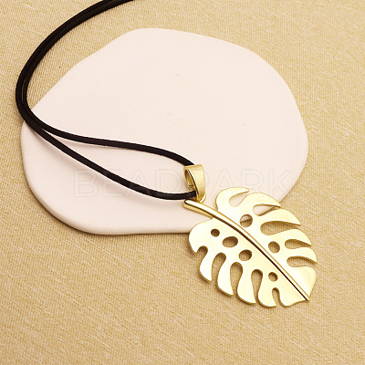 Bohemian Style Zinc Alloy Pendant Black Waxed Cord Necklaces for Women FS-WG15105-10-1