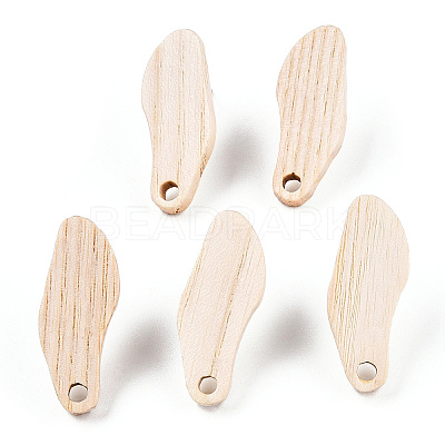 Ash Wood Stud Earring Findings EJEW-N017-011S-1