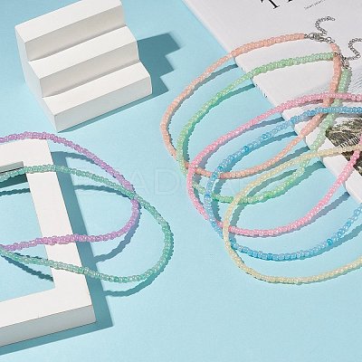 7Pcs 7 Color Glass Seed Beaded Necklaces Set for Women NJEW-JN04182-1