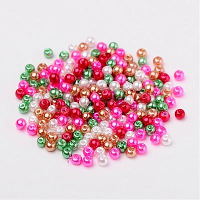 Christmas Mix Pearlized Glass Pearl Beads HY-X006-4mm-05-1
