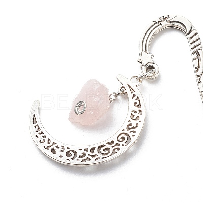 Natural Rose Quartz Raw Beads Bookmarks AJEW-JK00201-01-1
