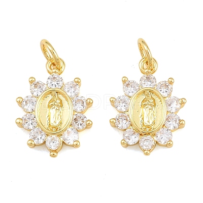 Brass Micro Pave Clear Cubic Zirconia Pendants CU-CBAB3AD-03G-01-1