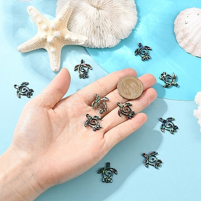 10Pcs Natural Paua Shell Connector Charms SHEL-YW0001-16-1