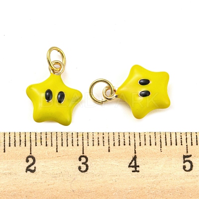 Star Rack Plating Brass Enamel Charms X-KK-Q804-07G-1