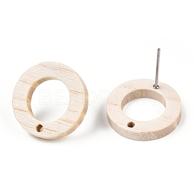 Ash Wood Stud Earring Findings EJEW-N017-011V-1
