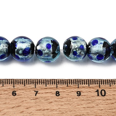Glow in the Dark Luminous Style Handmade Silver Foil Glass Round Beads FOIL-I006-12mm-02-1