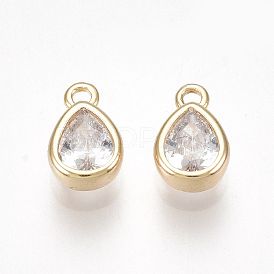 Brass Cubic Zirconia Charms KK-S350-089G-1