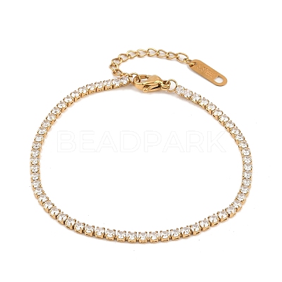 304 Stainless Steel Micro Pave Cubic Zirconia Tennis Bracelets for Women BJEW-A146-01G-1
