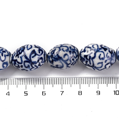 Handmade Blue and White Porcelain Beads PORC-I027-16D-1