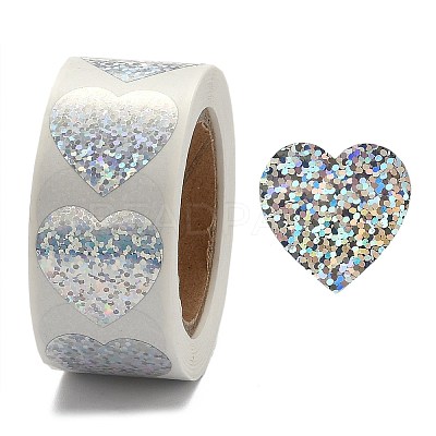 Heart Shaped Laser Stickers Roll DIY-K027-G01-1