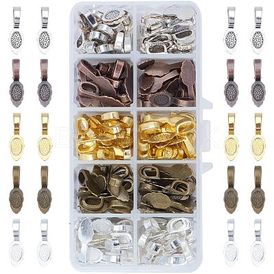 Tibetan Style Alloy Glue-on Flat Pad Bails TIBEB-PH0004-12-1