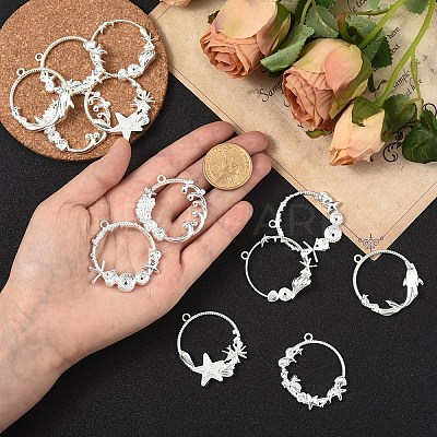 12Pcs 6 Style Alloy Open Back Bezel Pendants FIND-YW0007-36-1