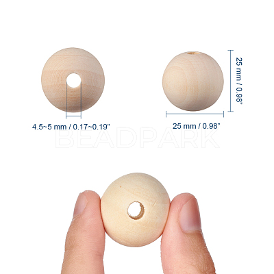 Unfinished Natural Wood Beads Spacer Craft Beads for DIY Macrame Rosary Jewelry X-WOOD-S651-25mm-LF-1