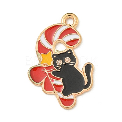 Christmas Kitten Alloy Enamel Pendants ENAM-I060-02E-1
