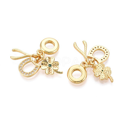 Brass Micro Pave Cubic Zirconia European Dangle Charms KK-N271-15G-1