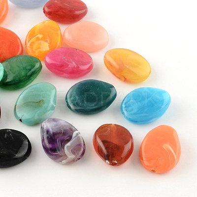 Teardrop Imitation Gemstone Acrylic Beads OACR-R042-M-1