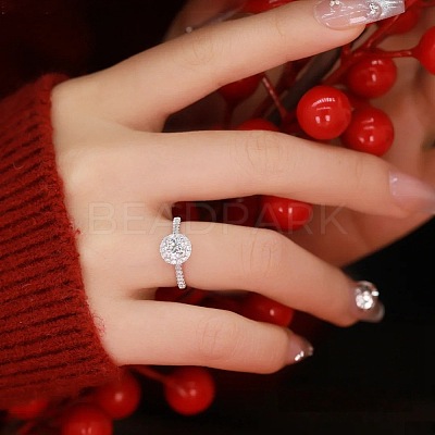 Rhodium Plated 925 Sterling Silver Pave 5.2x3.1mm Moissanite Finger Rings for Women WG1E35D-41-1