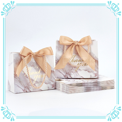 Rectangle Paper Wrapping Handle Bags with Ribbon CARB-WH0001-07B-1