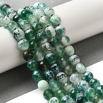 Dyed & Heated Natural Fire Crackle Agate Beads Strands G-P539-B01-21-1
