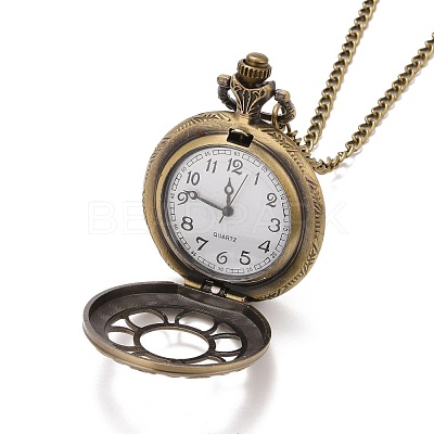 Retro Alloy Openable Quartz Pocket Watch Pendant Necklace WACH-M126-M01-1