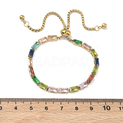 Rectangle 304 Stainless Steel Glass Slider Bracelets BJEW-D456-07G-01-1