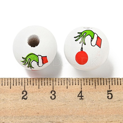 Printed Wood European Beads WOOD-G022-05A-1
