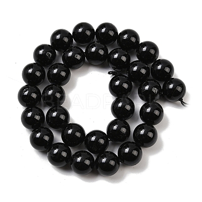 Natural Black Tourmaline Beads Strands G-E444-27-12mm-1