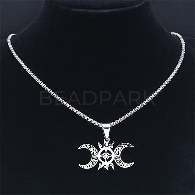 Hollow Out Moon Goddess 201 Stainless Steel Pendant Necklaces for Women FS-WGF6F96-01-1