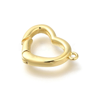 Rack Plating Heart Brass Spring Gate Rings KK-Z086-53G-03-1