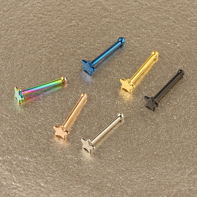 304 Stainless Steel Star Nose Bone Rings WGFF656-01-1