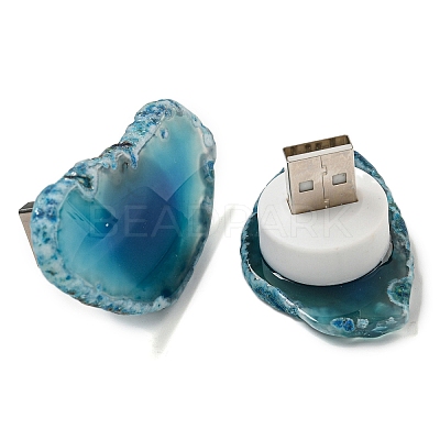 Dyed & Heatsd Natural Agate Slice USB Night Light Decoration G-Q170-10E-1