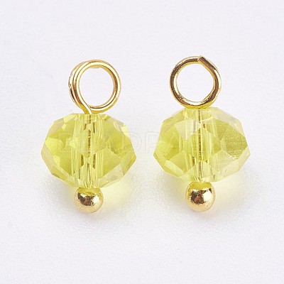 Electroplated Glass Charms X-GLAA-P038-05G-1