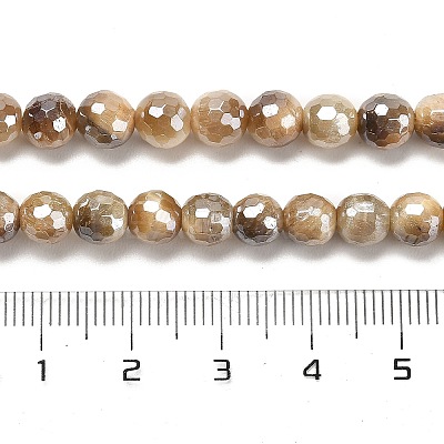Electroplated Natural Tiger Eye Round Beads Strands G-L598-A04-01-1