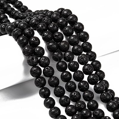 Natural Lava Rock Round Bead Strands G-M169-8mm-03-1