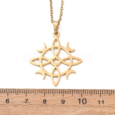 304 Stainless Steel Sun Moon Symbol Cutout Pendant Cable Chain Necklaces for Men Women NJEW-K308-07G-1