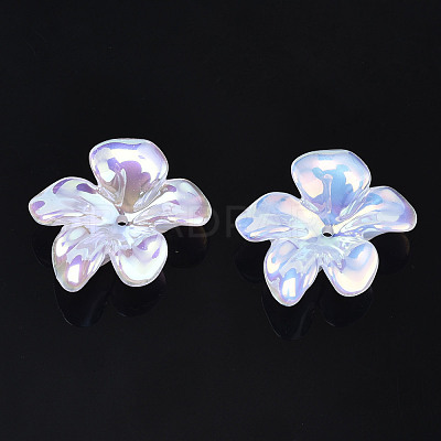 5-Petal Electroplate Acrylic Bead Caps X-PACR-T014-01-1