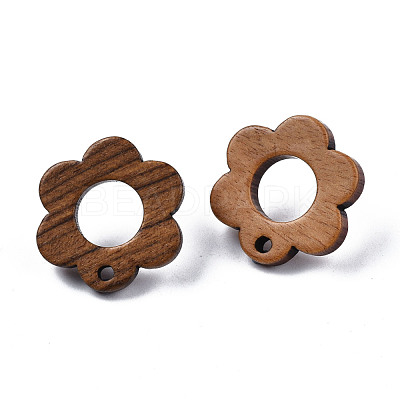 Walnut Wood Stud Earring Findings MAK-N032-016-1