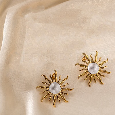 304 Stainless Steel Stud Earrings EJEW-A142-02A-G-1