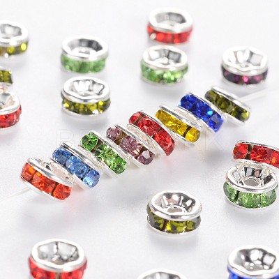 Brass Grade A Rhinestone Spacer Beads RSB035NF-1