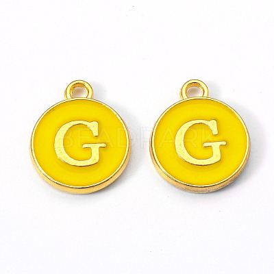 Golden Plated Alloy Enamel Charms X-ENAM-S118-09G-1