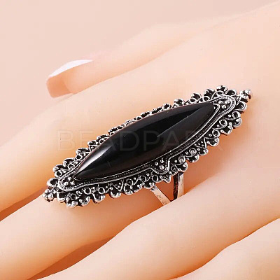 Horse Eye Alloy with Resin Finger Rings FS-WG13A66-01-1