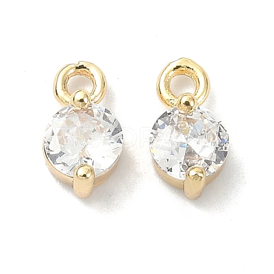 Brass Clear Cubic Zirconia Charms KK-B072-21G-1